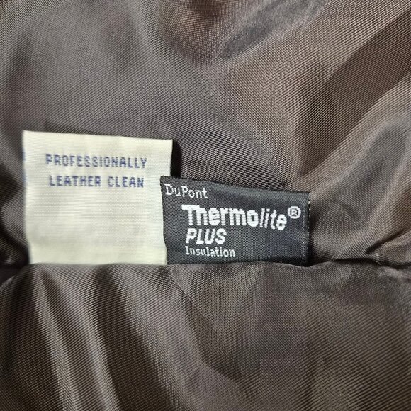 Y2K Field Gear FG Leather Coat – Dark Brown, Thermolite Insulated, Raccoon Fur - Picture 7 of 7